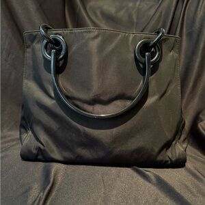 💯Authentic Prada Black Tessuto Plastic Links Top Handle Bag